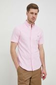 Бавовняна сорочка Polo Ralph Lauren чоловіча колір рожевий slim комір button-down (3069832)
