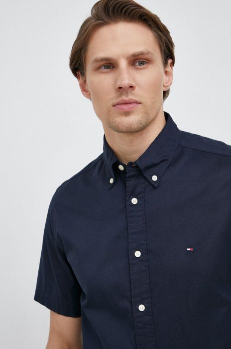 Бавовняна сорочка Tommy Hilfiger чоловіча колір синій regular комір button-down (3052001)