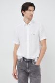Сорочка з льону Tommy Hilfiger колір білий regular комір button-down