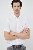 Сорочка з льону Tommy Hilfiger колір білий regular комір button-down