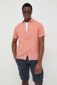 Сорочка з льону Tommy Hilfiger колір помаранчевий regular комір button-down