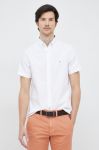 Сорочка з льоном Tommy Hilfiger колір білий regular комір button-down Сорочка з льоном Tommy Hilfiger колір білий regular комір button-down