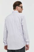 Бавовняна сорочка HUGO чоловіча колір фіолетовий slim класичний комір (3144331)