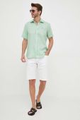 Сорочка з льону North Sails колір зелений regular класичний комір