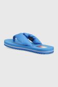 В'єтнамки Tommy Jeans FLAG EVA BEACH SANDAL жіночі на плоскому ходу EN0EN02111 колір блакитний В'єтнамки Tommy Jeans FLAG EVA BEACH SANDAL жіночі на плоскому ходу EN0EN02111 колір блакитний