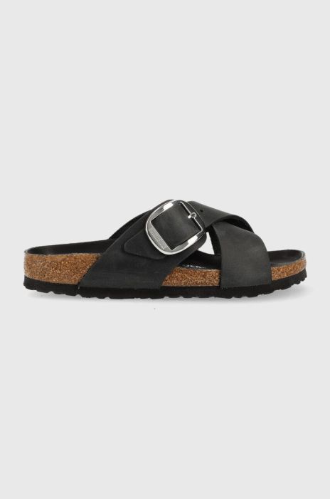 Шкіряні шльопанці Birkenstock Siena Big Buckle жіночі колір чорний 1020156 1020156-black Шкіряні шльопанці Birkenstock Siena Big Buckle жіночі колір чорний 1020156 1020156-black