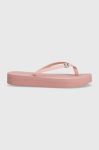 В'єтнамки Tommy Hilfiger TH MONOGRAM FLAT SANDAL жіночі колір рожевий на платформі FW0FW06964 В'єтнамки Tommy Hilfiger TH MONOGRAM FLAT SANDAL жіночі колір рожевий на платформі FW0FW06964