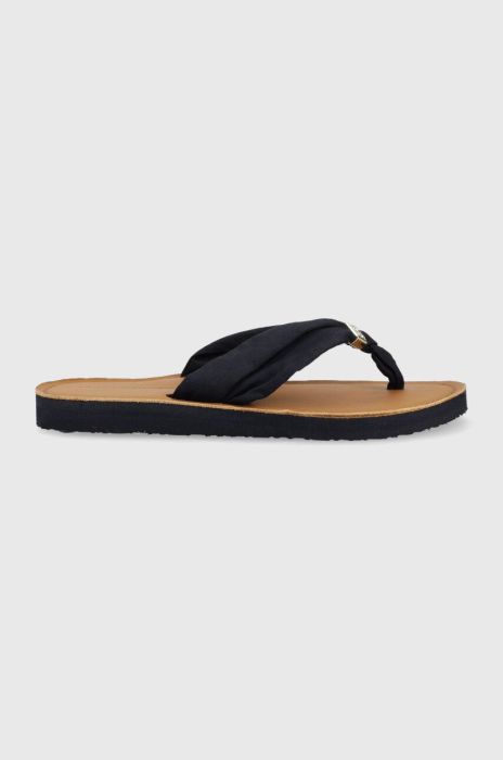 В'єтнамки Tommy Hilfiger TH ELEVATED BEACH SANDAL жіночі колір синій на плоскому ходу FW0FW06985 В'єтнамки Tommy Hilfiger TH ELEVATED BEACH SANDAL жіночі колір синій на плоскому ходу FW0FW06985
