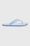 В'єтнамки Tommy Hilfiger TOMMY ESSENTIAL BEACH SANDAL жіночі на плоскому ходу FW0FW07141 колір блакитний В'єтнамки Tommy Hilfiger TOMMY ESSENTIAL BEACH SANDAL жіночі на плоскому ходу FW0FW07141 колір блакитний