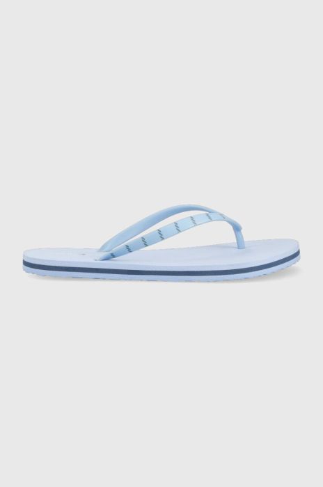 В'єтнамки Tommy Hilfiger TOMMY ESSENTIAL BEACH SANDAL жіночі на плоскому ходу FW0FW07141 колір блакитний