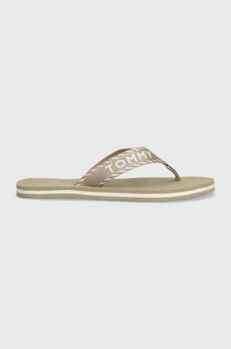 В'єтнамки Tommy Hilfiger TOMMY WEBBING SANDAL жіночі колір бежевий на плоскому ходу FW0FW07143