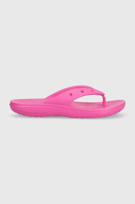 В'єтнамки Crocs Classic Flip жіночі колір рожевий на плоскому ходу 207713 207713.6UB-6UB В'єтнамки Crocs Classic Flip жіночі колір рожевий на плоскому ходу 207713 207713.6UB-6UB