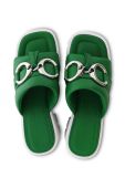 Шкіряні шльопанці Kennel & Schmenger Fire жіночі колір зелений каблук блок 91-53540