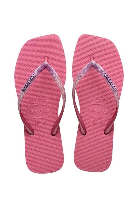 В'єтнамки Havaianas SQUARE GLITTER жіночі колір рожевий на плоскому ходу 4148102.1750 В'єтнамки Havaianas SQUARE GLITTER жіночі колір рожевий на плоскому ходу 4148102.1750