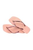 В'єтнамки Havaianas SLIM SQUARE LOGO METALLIC жіночі колір рожевий на плоскому ходу 4148257