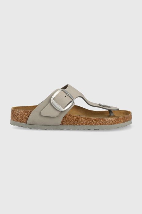 Шкіряні в'єтнамки Birkenstock Gizeh жіночі колір сірий на плоскому ходу 1022179-lgrey Шкіряні в'єтнамки Birkenstock Gizeh жіночі колір сірий на плоскому ходу 1022179-lgrey