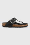 Шкіряні в'єтнамки Birkenstock жіночі колір чорний на плоскому ходу 1023334-black