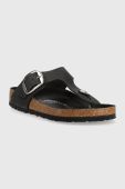 Шкіряні в'єтнамки Birkenstock жіночі колір чорний на плоскому ходу 1023334-black