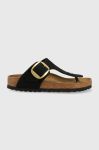 Замшеві в'єтнамки Birkenstock Gizeh Big Buckle жіночі колір чорний на плоскому ходу 1024019-black