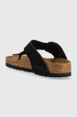 Замшеві в'єтнамки Birkenstock Gizeh Big Buckle жіночі колір чорний на плоскому ходу 1024019-black Замшеві в'єтнамки Birkenstock Gizeh Big Buckle жіночі колір чорний на плоскому ходу 1024019-black