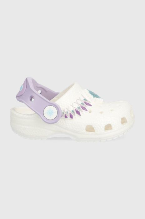 Дитячі шльопанці Crocs Frozen колір білий Дитячі шльопанці Crocs Frozen колір білий
