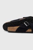 Замшеві шльопанці Birkenstock LUGANO SFB чоловічі колір чорний 1020935