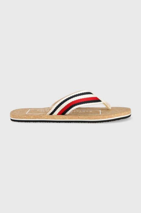 В'єтнамки Tommy Hilfiger HILFIHER CORK BEACH SANDAL чоловічі колір білий FM0FM04475 В'єтнамки Tommy Hilfiger HILFIHER CORK BEACH SANDAL чоловічі колір білий FM0FM04475