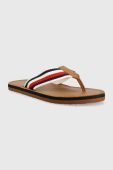 В'єтнамки Tommy Hilfiger HILFIGER LEATHER BEACH SANDAL чоловічі колір коричневий FM0FM04548