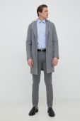 Пальто з домішкою вовни BOSS колір сірий перехідний oversize Пальто з домішкою вовни BOSS колір сірий перехідний oversize