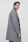 Пальто з домішкою вовни BOSS колір сірий перехідний oversize Пальто з домішкою вовни BOSS колір сірий перехідний oversize