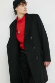 Вовняне пальто G-Star Raw колір чорний перехідне двобортне