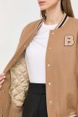 Вовняна куртка-бомбер BOSS колір бежевий перехідна Вовняна куртка-бомбер BOSS колір бежевий перехідна