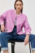 Вовняна куртка-бомбер BOSS колір рожевий перехідна