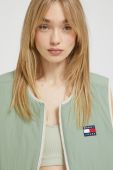Двостороння безрукавка Tommy Jeans жіночий колір зелений перехідний