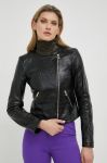 Шкіряна куртка Patrizia Pepe жіноча колір чорний перехідна Шкіряна куртка Patrizia Pepe жіноча колір чорний перехідна