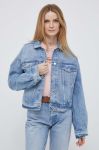 Джинсова куртка Pepe Jeans Turner Rainbow жіноча перехідна oversize колір блакитний Джинсова куртка Pepe Jeans Turner Rainbow жіноча перехідна oversize колір блакитний
