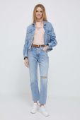 Джинсова куртка Pepe Jeans Turner Rainbow жіноча перехідна oversize колір блакитний Джинсова куртка Pepe Jeans Turner Rainbow жіноча перехідна oversize колір блакитний