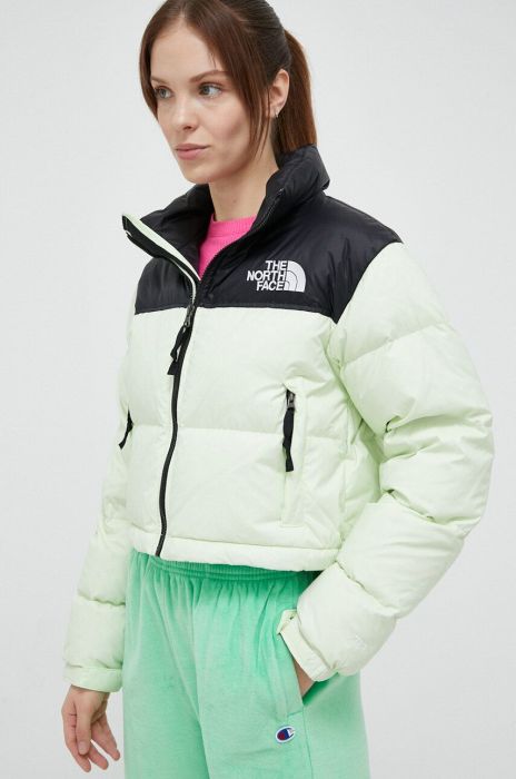 Пухова куртка The North Face NUPTSE SHORT JACKET жіноча колір зелений зимова Пухова куртка The North Face NUPTSE SHORT JACKET жіноча колір зелений зимова