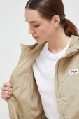 Куртка Fila жіноча колір бежевий перехідна oversize Куртка Fila жіноча колір бежевий перехідна oversize
