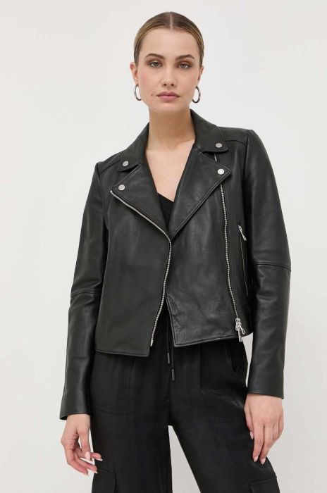 Шкіряна куртка BOSS жіноча колір зелений перехідна (3333483) Шкіряна куртка BOSS жіноча колір зелений перехідна (3333483)