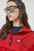 Куртка Tommy Jeans жіноча колір червоний перехідна oversize Куртка Tommy Jeans жіноча колір червоний перехідна oversize