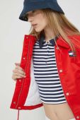 Куртка Tommy Jeans жіноча колір червоний перехідна Куртка Tommy Jeans жіноча колір червоний перехідна
