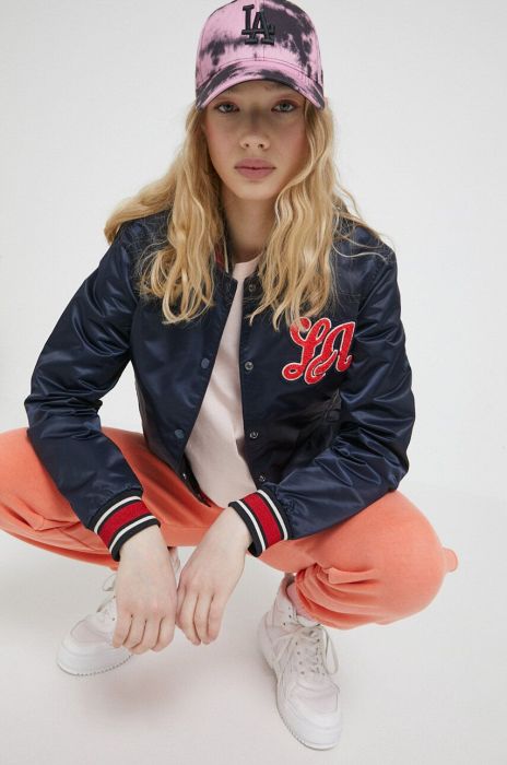 Куртка-бомбер Superdry жіночий колір синій перехідна Куртка-бомбер Superdry жіночий колір синій перехідна