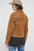 Замшева куртка Superdry жіноча колір коричневий перехідна Замшева куртка Superdry жіноча колір коричневий перехідна