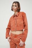 Джинсова куртка Guess Originals жіноча колір помаранчевий перехідна Джинсова куртка Guess Originals жіноча колір помаранчевий перехідна