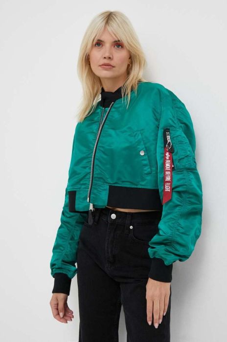 Куртка Alpha Industries MA-1 BOXY WMN жіноча колір зелений перехідна Куртка Alpha Industries MA-1 BOXY WMN жіноча колір зелений перехідна