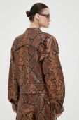 Шкіряна куртка Gestuz Rivera жіноча колір коричневий перехідна oversize Шкіряна куртка Gestuz Rivera жіноча колір коричневий перехідна oversize