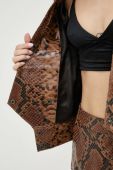 Шкіряна куртка Gestuz Rivera жіноча колір коричневий перехідна oversize Шкіряна куртка Gestuz Rivera жіноча колір коричневий перехідна oversize