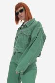 Джинсова куртка KSUBI Cropped жіноча колір зелений перехідна oversize WPS23JK004-green