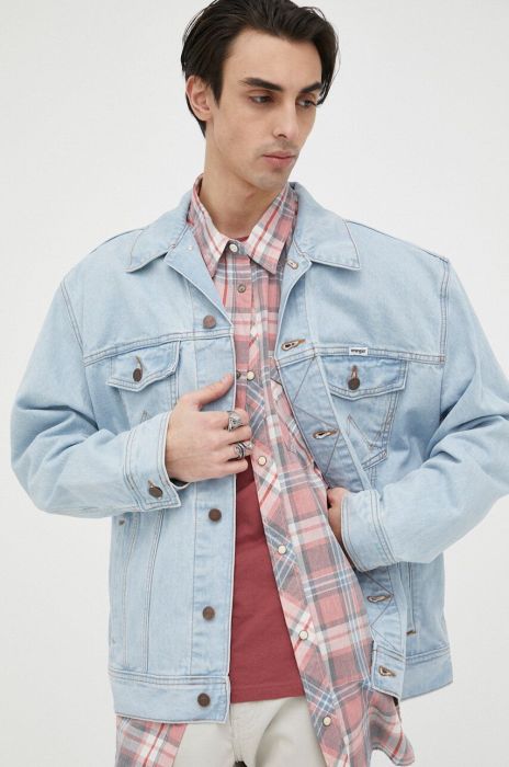 Джинсова куртка Wrangler чоловіча перехідна oversize колір блакитний (3168584) Джинсова куртка Wrangler чоловіча перехідна oversize колір блакитний (3168584)